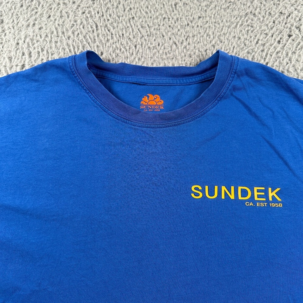 SUNDEK Mens Logo T Shirt‎ Size Medium Blue Tee Short Sleeve - Picture 2 of 8